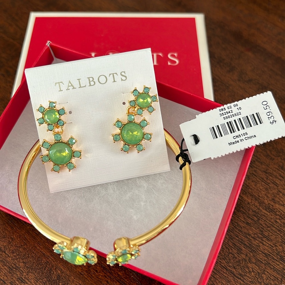 Talbots drop earrings and matching bracelet NWT